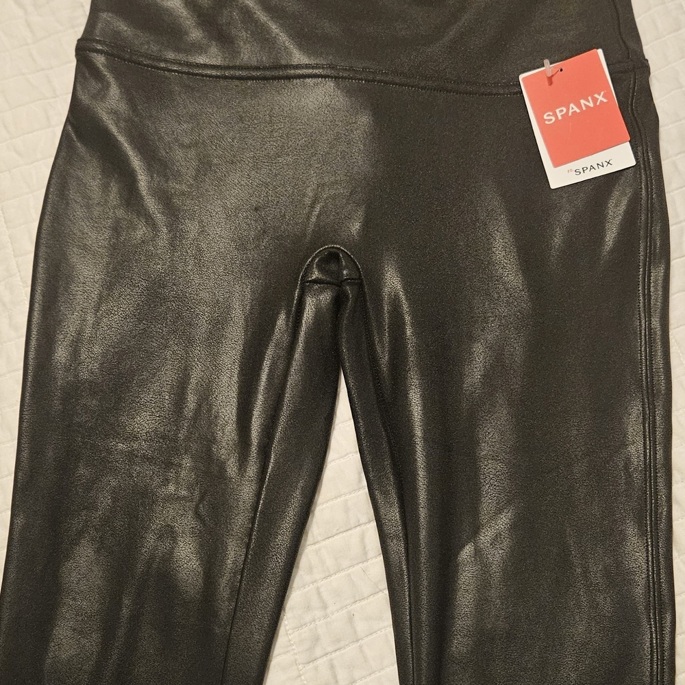 SPANX Glossy Charcoal Leggings